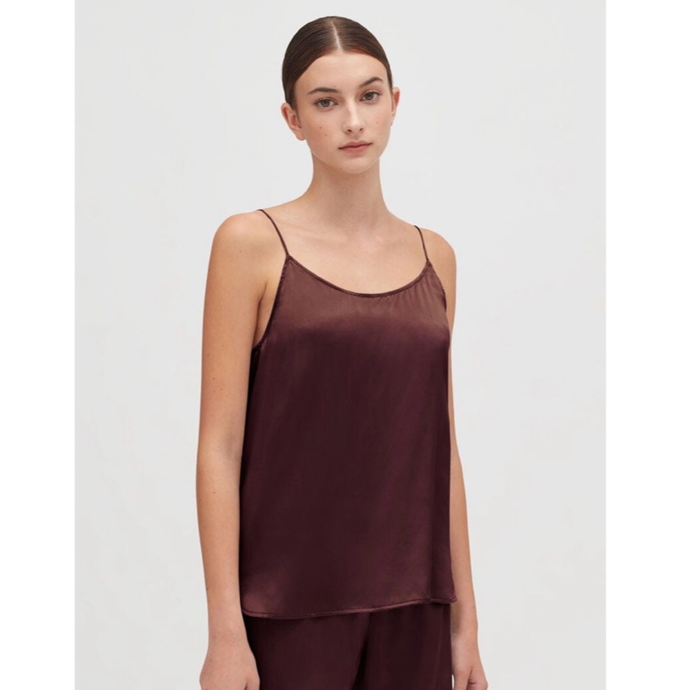 Cuyana Washable Charmeuse Cami in Plum, size XL